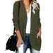 Color-Army Green-Autumn Winter Cardigan Women Clothing Curved Placket Large Pocket Sweater Open-Fancey Boutique