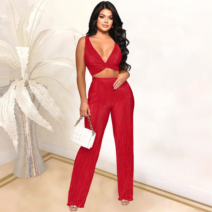 Color-Red-Women Clothing International Station Sexy Two Piece Suit-Fancey Boutique