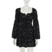 Autumn Dress Elegant Adult Lady like Woman Slim Floral Long Sleeve A Expansion Women-Black-Fancey Boutique