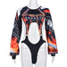 Color-Multi-Sexy Summer Printed Flame Cropped Long Sleeve Jumpsuit-Fancey Boutique