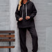Color-Black-Arrival Casual Loose Fitting Hoodie Top Ankle Tied Trousers Sweater Suit for Women-Fancey Boutique