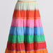 Color-Multi-Vacation Rainbow Striped Skirt Autumn High Waist Stitching Colorful Loose Slimming Midi Skirt for Women-Fancey Boutique