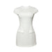 Summer Solid Color Round Neck Slim Fitting Patchwork Short Sleeve Sexy High Waist Short Dress-White-Fancey Boutique