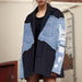 Color-Black-Autumn Retro Color Contrast Patchwork Loose Denim Women Jacket-Fancey Boutique