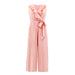 Color-Pink-Summer Women Clothing Sleeveless V neck Flounce Pleated Jumpsuit-Fancey Boutique