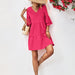 Popular Double Layer Bell Sleeve V neck Doll Type Dress-Coral Red-Fancey Boutique