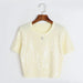 French Classic round Neck Top for Women Small Heavy Embroidery Sequ Short Short Sleeve Sweater-Yellow-Fancey Boutique