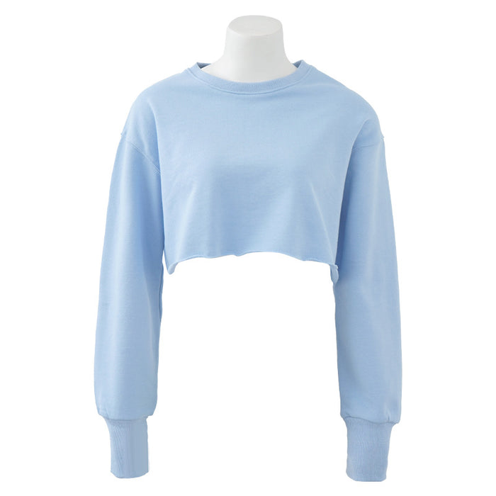 Color-Blue Pure Cotton without Velvet-Cropped Cropped Hoodie Women Clothing Fleece Lined Pullover Long Sleeve Yoga Fitness Sports Coat-Fancey Boutique