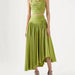 Two Piece Set Sexy Wrapped Chest Back Back Strap Buckle Shirt Pleated Cropped Outfit Skirt Women-Green-Fancey Boutique