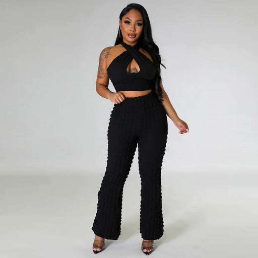 Color-Black-Casual Women Clothing Sexy Two Piece Suit-Fancey Boutique