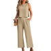 Color-Apricot-Summer Women Clothing Sleeveless Vest Wide Leg Cropped Pants Casual Two Piece Set-Fancey Boutique