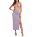 Color-Purple-Sexy Backless Underwaist Skirt Sexy Solid Color Two Piece Set Women-Fancey Boutique