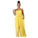 Color-Yellow-Solid Color Summer Sleeveless Waist Wrapped Chest Loose Wide Leg Women Jumpsuit-Fancey Boutique