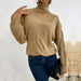 Color-Khaki-Women Wear Turtleneck Solid Color Long Sleeve Twist Mid Length Sweater-Fancey Boutique