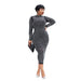 Color-Black-Tight Dress New Long Sleeve Mesh Rhinestone Dress Nightclub Dress Plus Size-Fancey Boutique