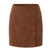Color-Brown-Women Clothing Corduroy Skirt Autumn Winter Solid Color Cloth Buckle Zipper Skirt High Waist Slim Hip Skirt-Fancey Boutique