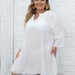 Color-White-Plus Size Women Shirt Clothes Beach Beach Cover Up Seaside Holiday Deep V Plunge Sexy Dress-Fancey Boutique