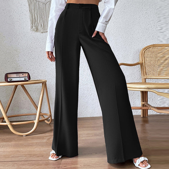 Color-Black-High Waist Slimming Loose Wide Leg Pants Casual Trousers-Fancey Boutique