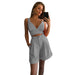 Color-Gray-Spring Summer Women Solid Color Two Piece Tube Top High Waist Shorts Sets-Fancey Boutique