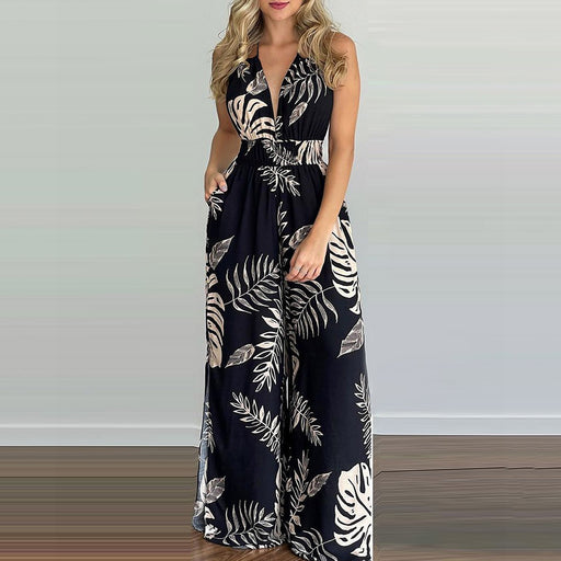 Color-Black-Women Clothing Digital Printing Colorful Jumpsuit Women-Fancey Boutique