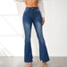 Spring Elastic Mid Waist Flared Jeans Women Slim Women Stretch Denim Trousers-Blue-Fancey Boutique