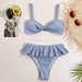 Color-Single Swimsuit Ruffled Knitted Women Swimsuit Bikini-Fancey Boutique