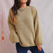 Color-Khaki-Casual Loose Solid Color off Neck Knitted Long Sleeved Pullover Bottoming Thick Needle Sweater for Women-Fancey Boutique