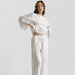 Ladies Cotton White Loose Long Sleeved Trousers Home Wear Casual Comfortable Suitable for Daily Wear-White-Fancey Boutique