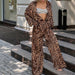 Sexy Leopard Print Loose Collared Long Sleeves Trousers Casual Suit Spring Summer Two Piece Suit Women-Fancey Boutique