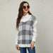 Color-White-Women Clothing Autumn Winter Casual Loose V-neck Sleeveless Knitted Vest Plaid Knitted Vest Sweater-Fancey Boutique