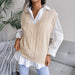 Color-Apricot-Autumn Winter Cutout Twist V neck Knitted Vest Sweater Women Clothing-Fancey Boutique