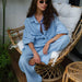 Long Sleeved Casual Suit Autumn Women Loose Casual Cotton Shirt Trousers Suit-Skyblue-Fancey Boutique