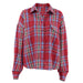 Short Polyester Cotton Collared Elegant Plaid Long Sleeve Shirt Spring Summer Cardigan-Fancey Boutique