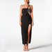 Color-Black-Split Dress Oblique Shoulder Ladies Cocktail Party Bandage Dress Evening Dress-Fancey Boutique
