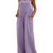 Color-Purple-Women Clothing Summer Jumpsuit Ethnic Solid Color Wide Leg Jumpsuit-Fancey Boutique