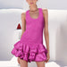 Sweet Sexy Spring Elastic Waist Pleated Design Ruffled Short Strap Dress-Fancey Boutique