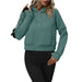 Color-Peacock green-Ladies Half Zip Pullover Sweatshirt Short Chic Sweatshirt-Fancey Boutique