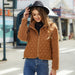 Color-Camel-Autumn Winter Women Clothing Cardigan Zipper Long Sleeve Plush Stitching Coat Women-Fancey Boutique