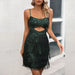 Color-blackish green-Sexy Sling Sexy Hollow Out Cutout Dress-Fancey Boutique