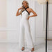 Summer Women's Clothing Color Matching Halter Jumpsuit Hollow Out Cutout out Cinched Trousers Elegant Graceful-Fancey Boutique