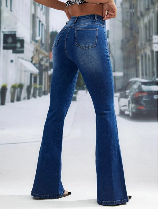 Spring High Waist Single Breasted Denim Trousers High Waist Stretch Skinny Denim Trousers-Fancey Boutique