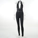 Color-Black-Fall Women Clothing Jumpsuit Sexy Hollow Out Cutout Slim Deep V Plunge Sexy Backless Jumpsuit-Fancey Boutique