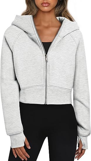 Color-Light Gray-Women Clothing Hooded Zipper Short Casual Velvet Long Sleeve Sweatshirt-Fancey Boutique