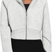 Color-Light Gray-Women Clothing Hooded Zipper Short Casual Velvet Long Sleeve Sweatshirt-Fancey Boutique