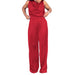 Women Wear Women Pants Swing Collar Sleeveless Waist Trimming Casual Sets-Red-Fancey Boutique