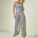 Color-Blue-Summer Women Clothing Sexy Halter Sequined Two-Piece Transparent Backless-Fancey Boutique