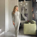 Color-Slimming Long Sleeved Knitted Maxi Dress Casual Waist Tight Messy Sunken Stripe Maxi Dress Women-Fancey Boutique
