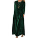 Color-Blackish Green-Spring Gold Velvet Slimming Crew Neck Maxi Dress-Fancey Boutique