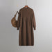 Color-Coffee-Loose Mid Length Bottoming Knitted Dress Women Autumn Winter V neck Long Sleeve Woolen-Fancey Boutique
