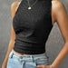 Summer Women Clothes Mesh Hook Floral Knitted Vest-Black-Fancey Boutique